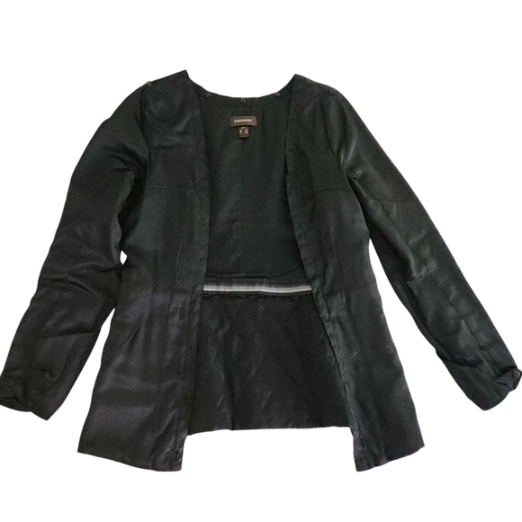 DANIER Black Belted Jacket with Leather Accents & rabbit Fur Lining - Size small - Picture 9 of 15